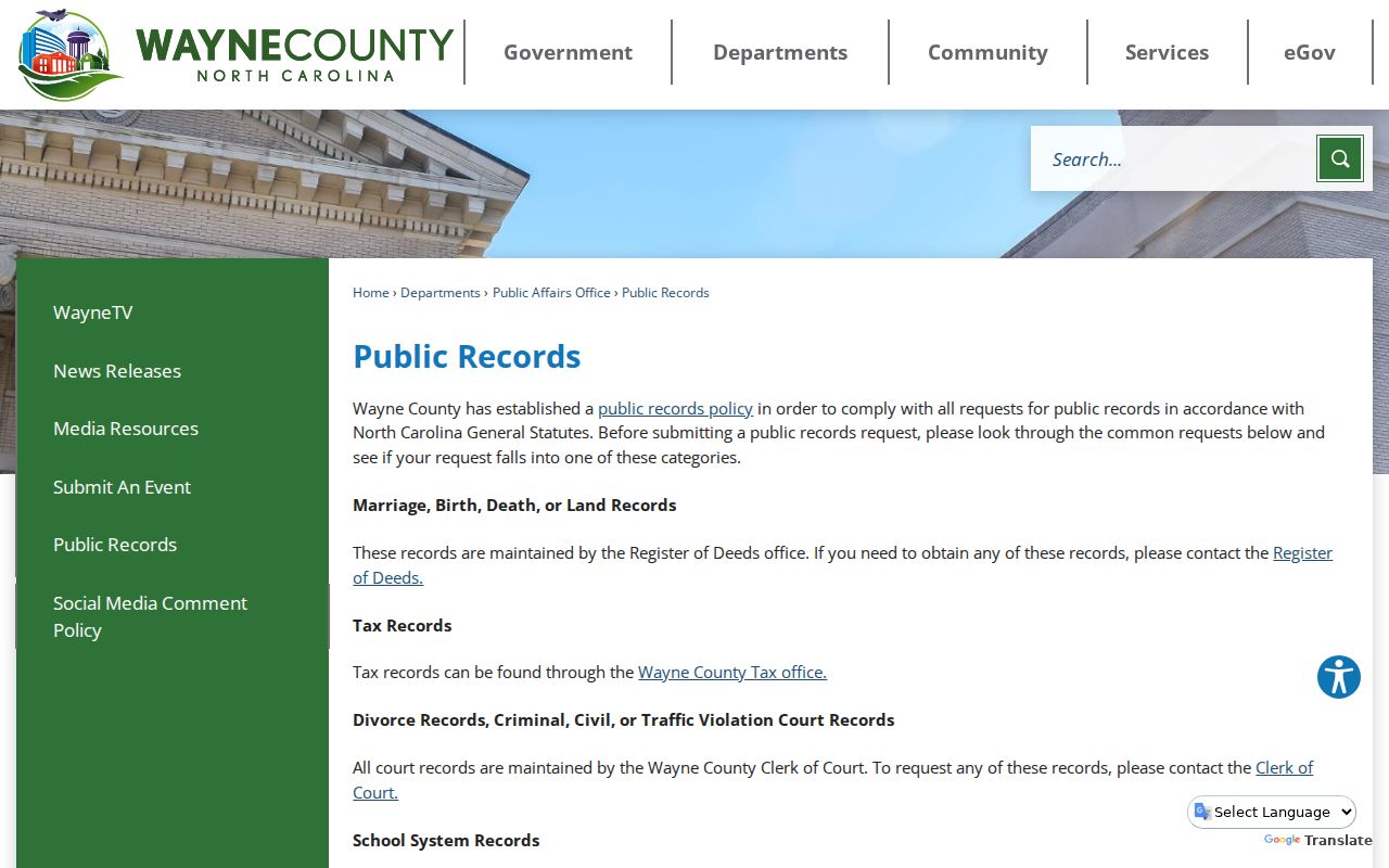 Wayne County criminal record request routing instructions