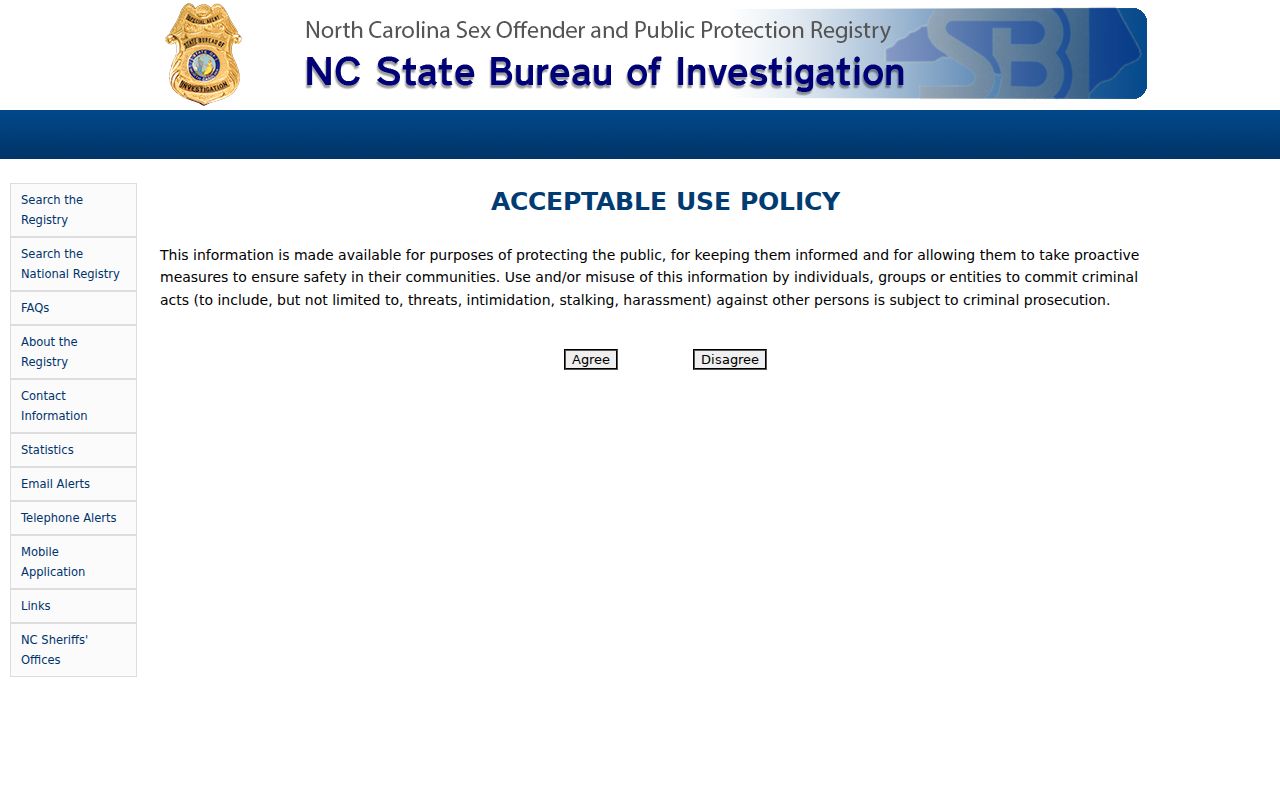 Wayne County sex offender record search on the North Carolina registry