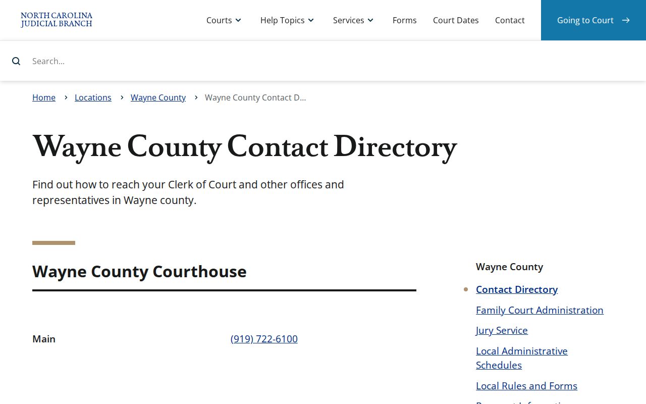 Wayne County criminal court case contact directory