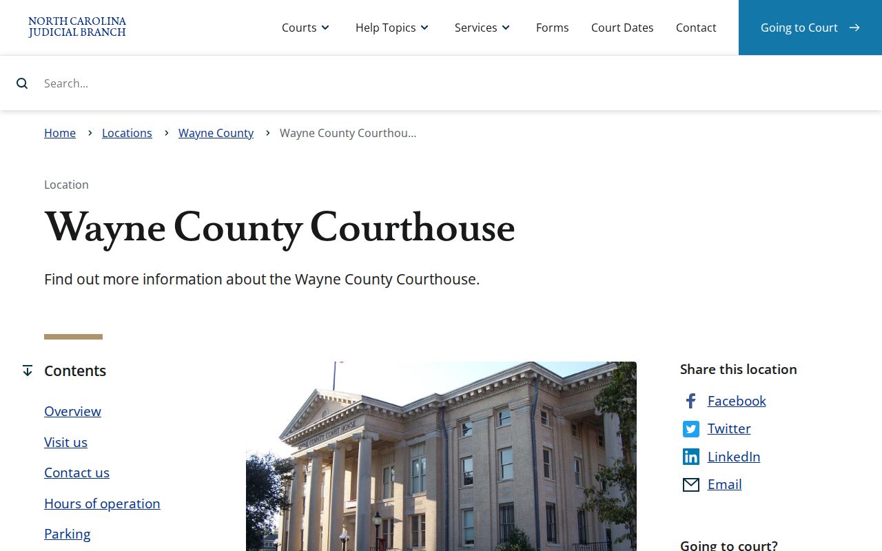 Wayne County courthouse for criminal court case records