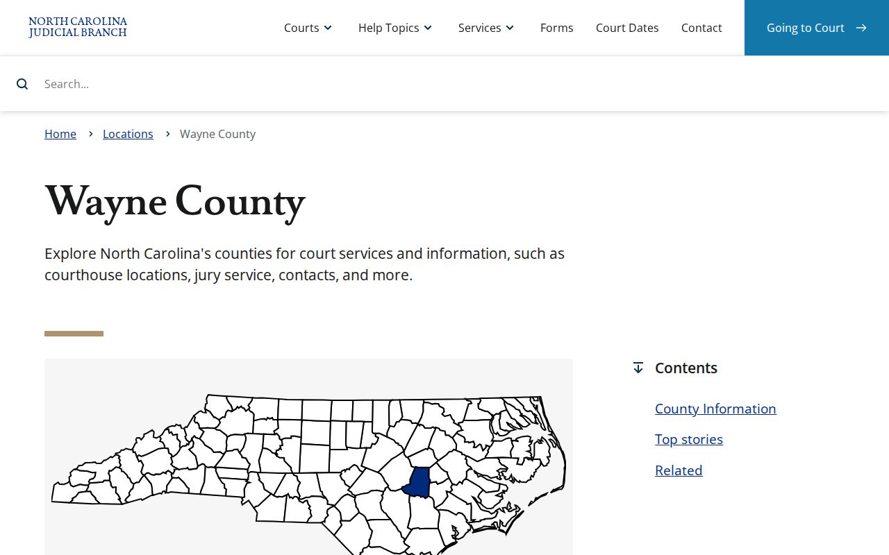 Wayne County court case hub with calendars and record links