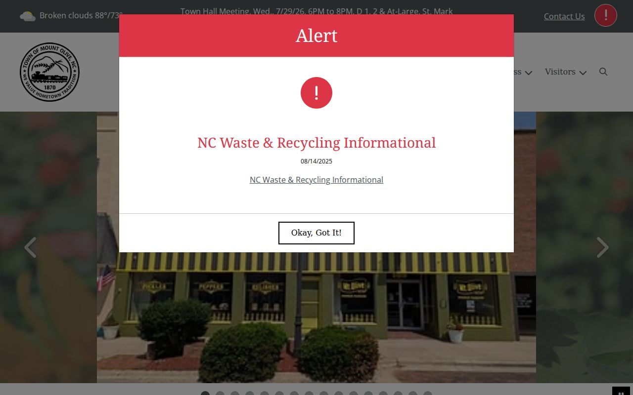 Mount Olive town government source for Wayne County public records