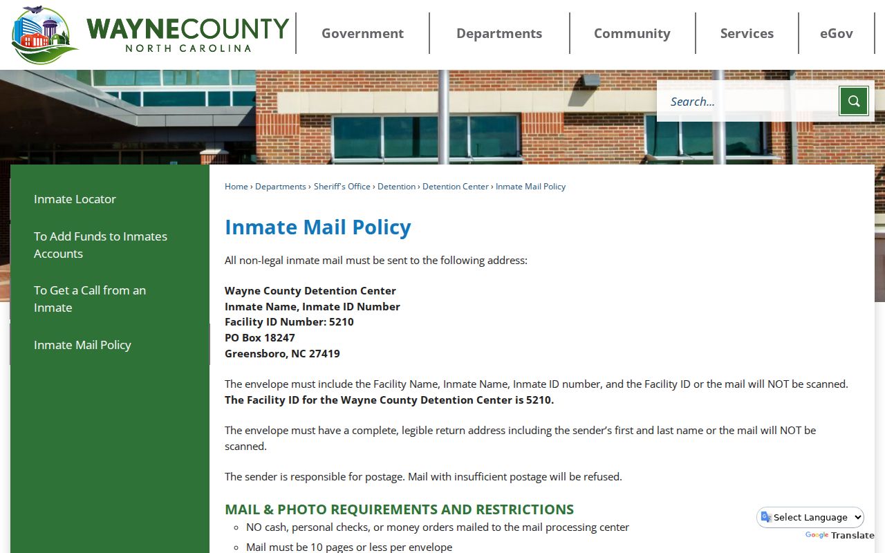 Wayne County detention mail policy tied to booking custody