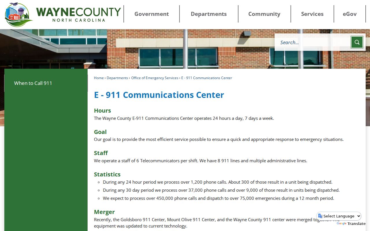 Goldsboro criminal incident routing through Wayne County E-911